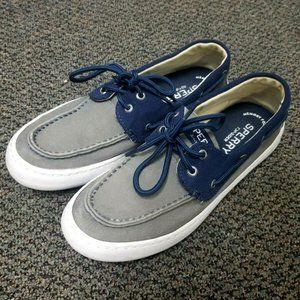 Sperry Top Sider Mens Cutter STS15303 2-Eye Gray/Navy Canvas Boat Shoes Size 9M